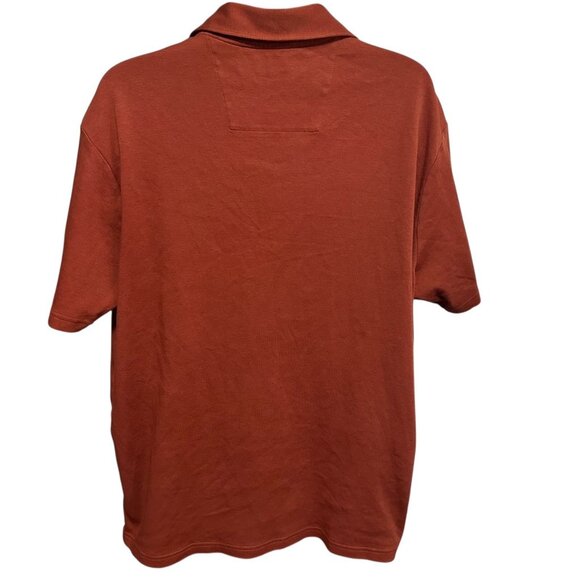 Perry Ellis Men’s L Luxury Pima Cotton Polo Shirt Rust Short Sleeve Solid - Picture 4 of 10
